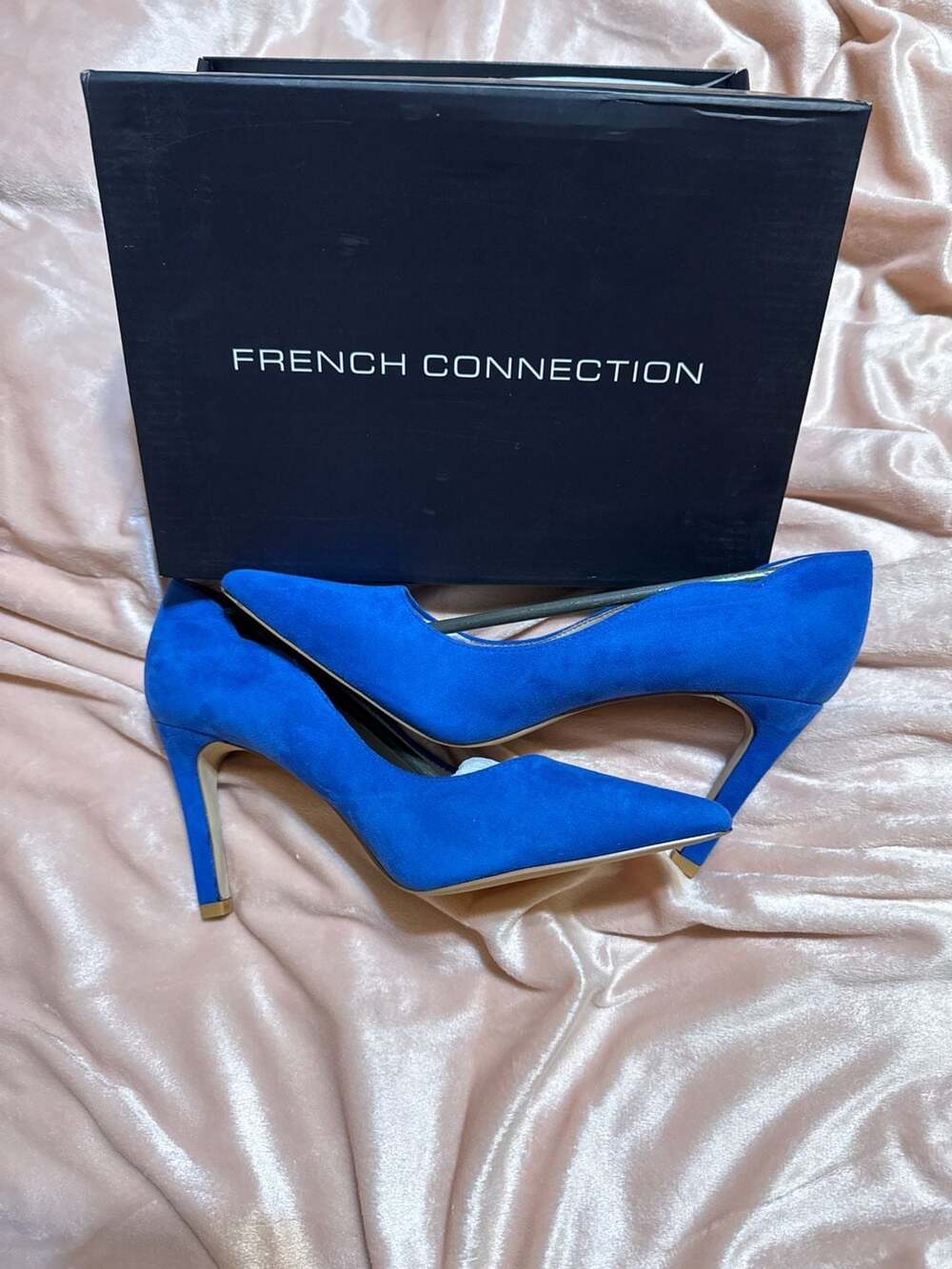 French Connection Women's Blue Faux Suede Pointed Toe Stiletto Pumps